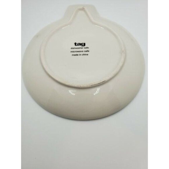 Set Of 2 Tag Ceramic Festive Holiday Plates In Ornament Shape Red Yellow Green - Picture 4 of 8